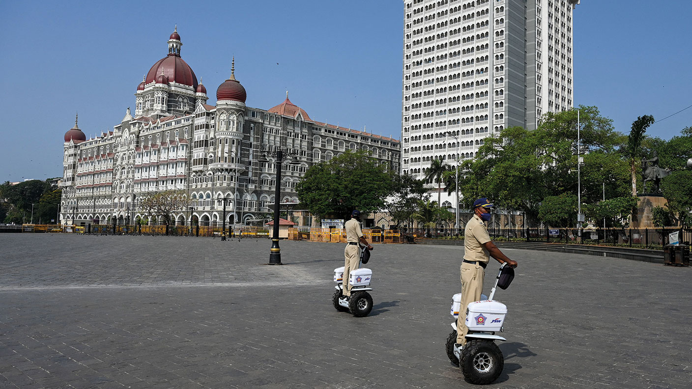 Policemen riding Segways in Mumbai 