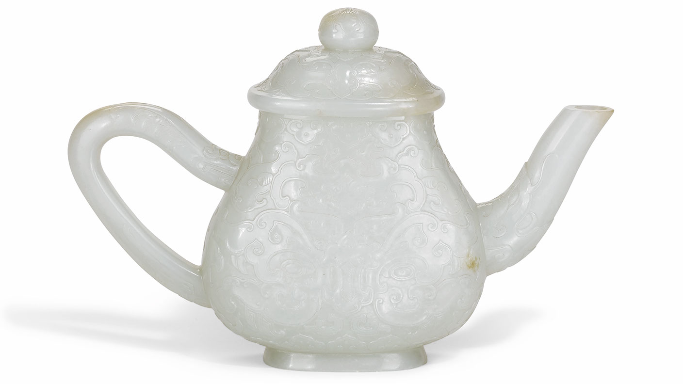 Pale celadon jade teapot
