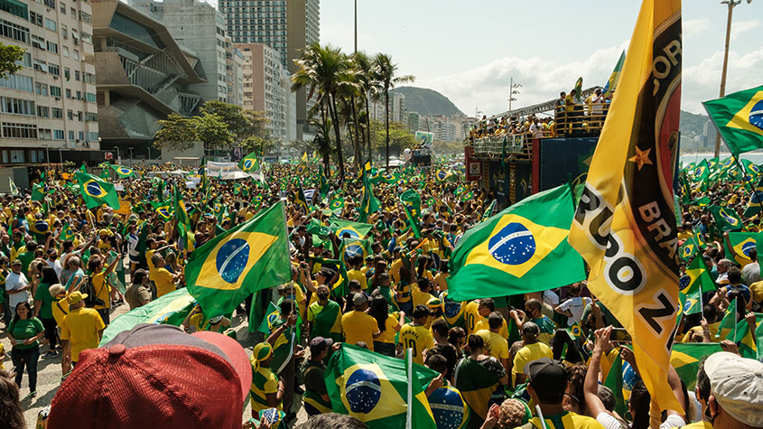 Brazilians waving flags