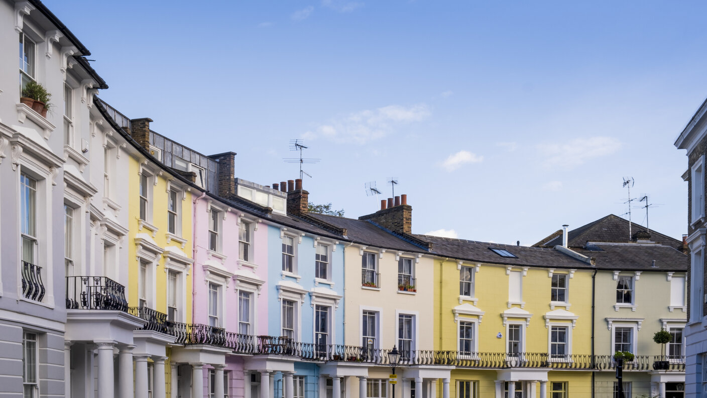 Brightly painted houses in London