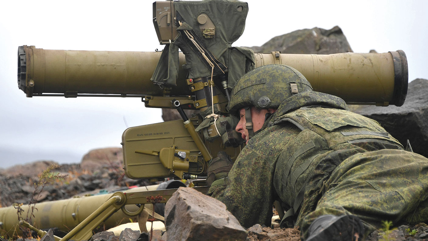 Russian soldier with anti-tank missile