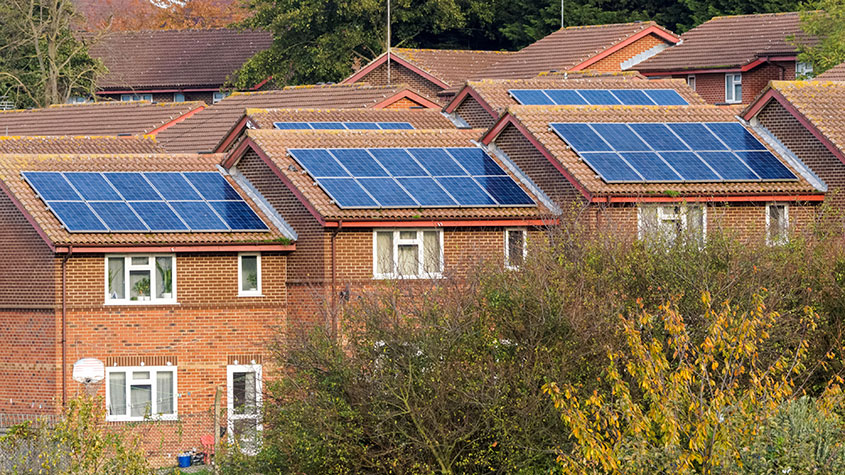 houses with rooftop solar panels