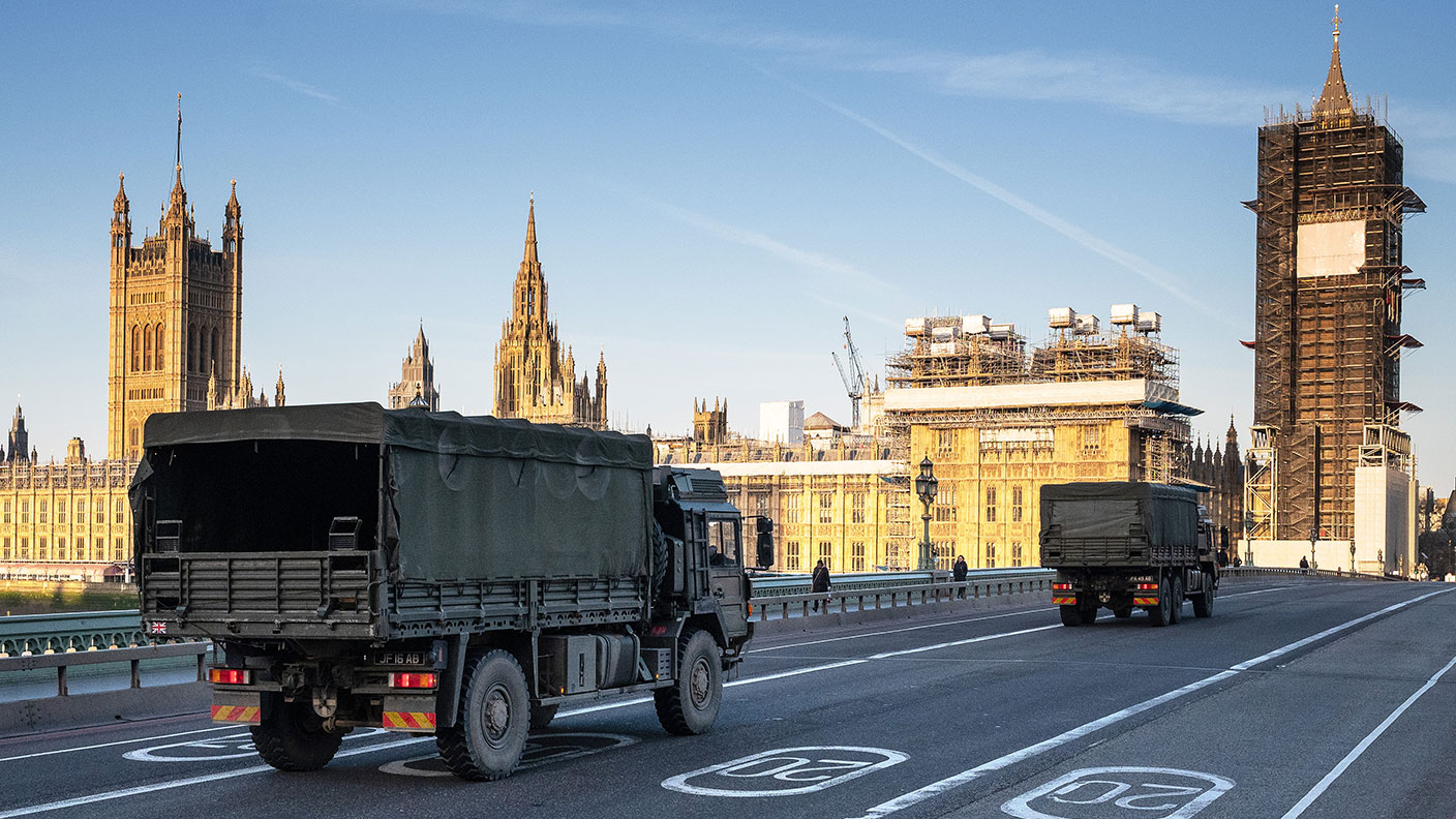 Army lorries on Westminster bridge