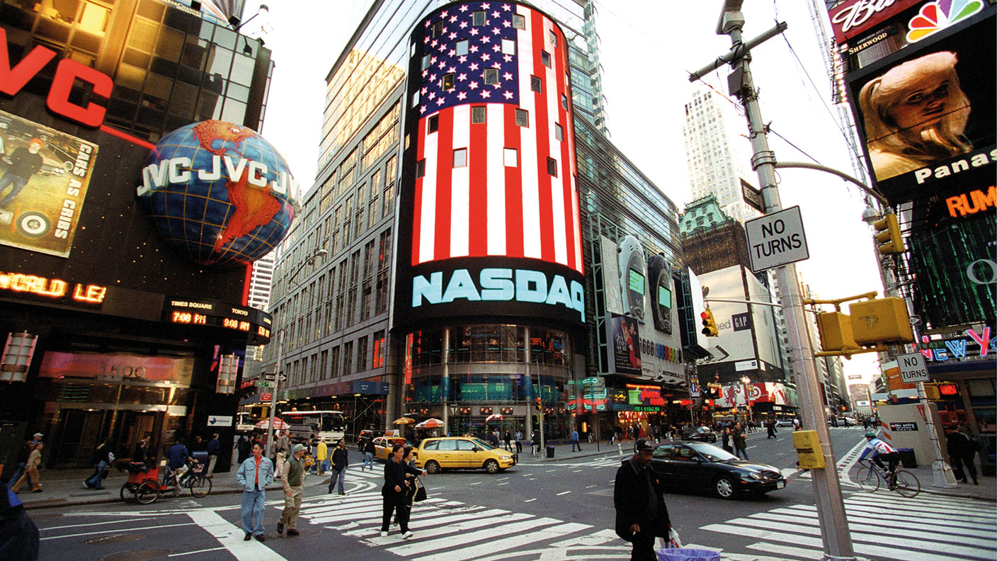 Times Square with Nasdaq display © Ulrich Baumgarten via Getty Images