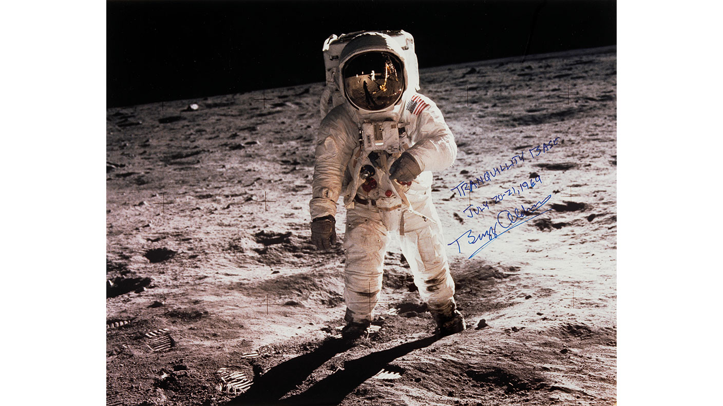 Buzz Aldrin standing in the moon’s Sea of Tranquillity © Bonhams