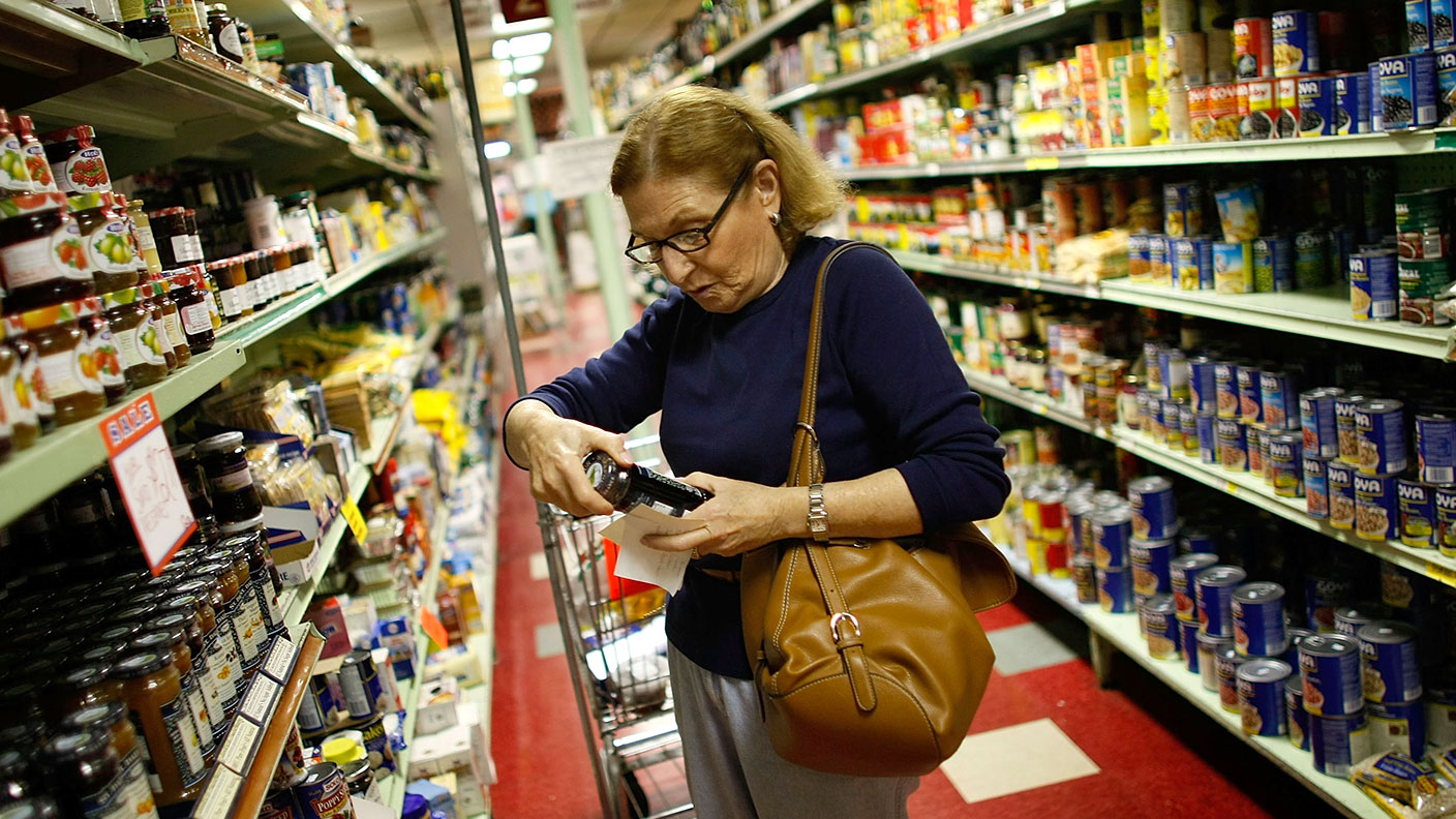 Woman buying food in America