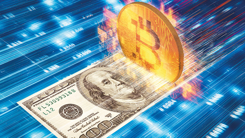 Bitcoin and a dollar