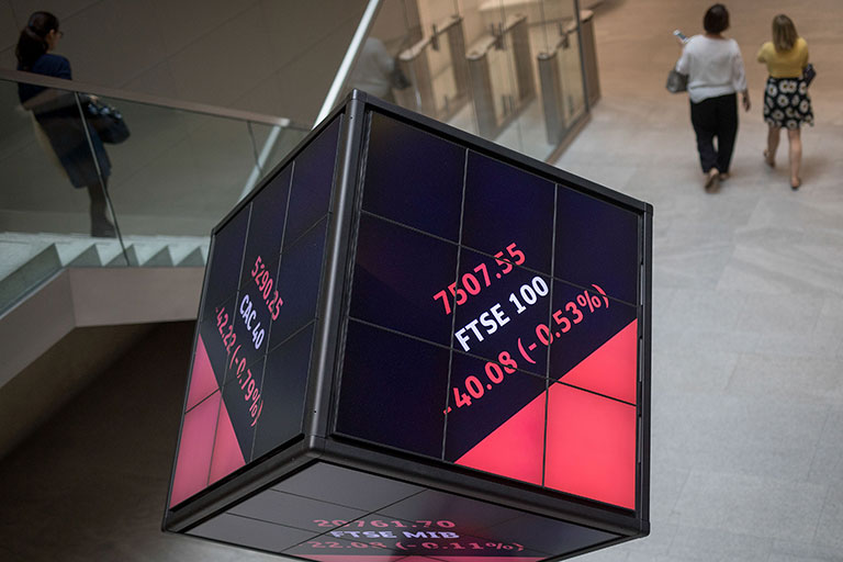 Inside The London Stock Exchange As FTSE 100 Heads For Best Monthly Gain Among Major European Markets
