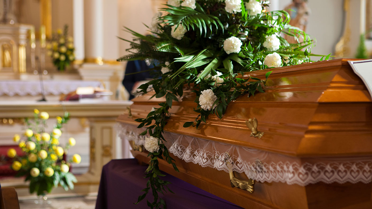 Coffin in a church