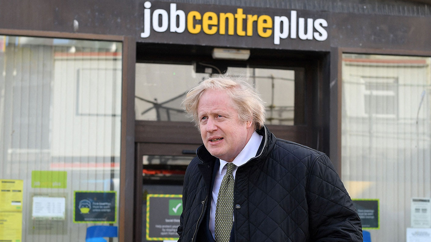 Boris Johnson outside a Job Centre