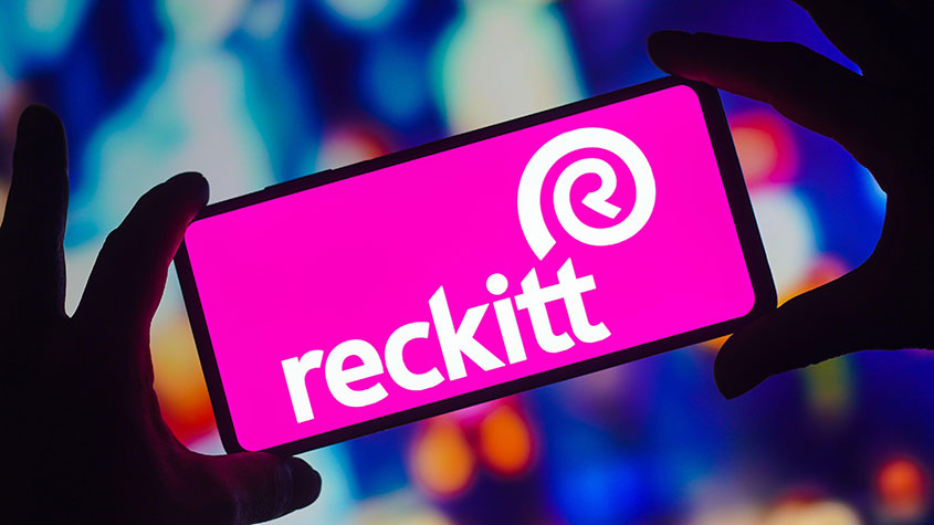 Reckitt logo displayed on a phone
