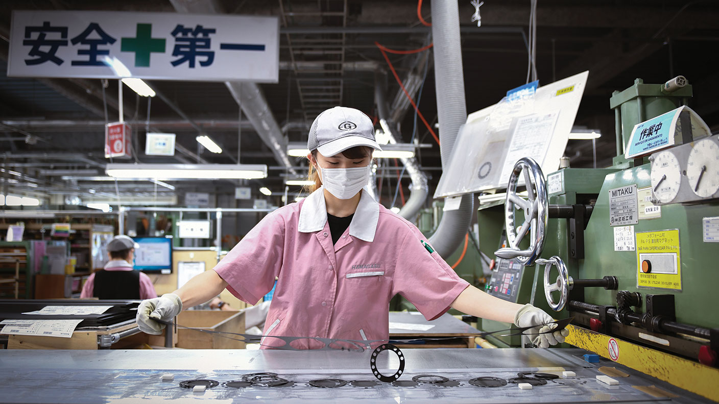 Worker in a Japanese factory