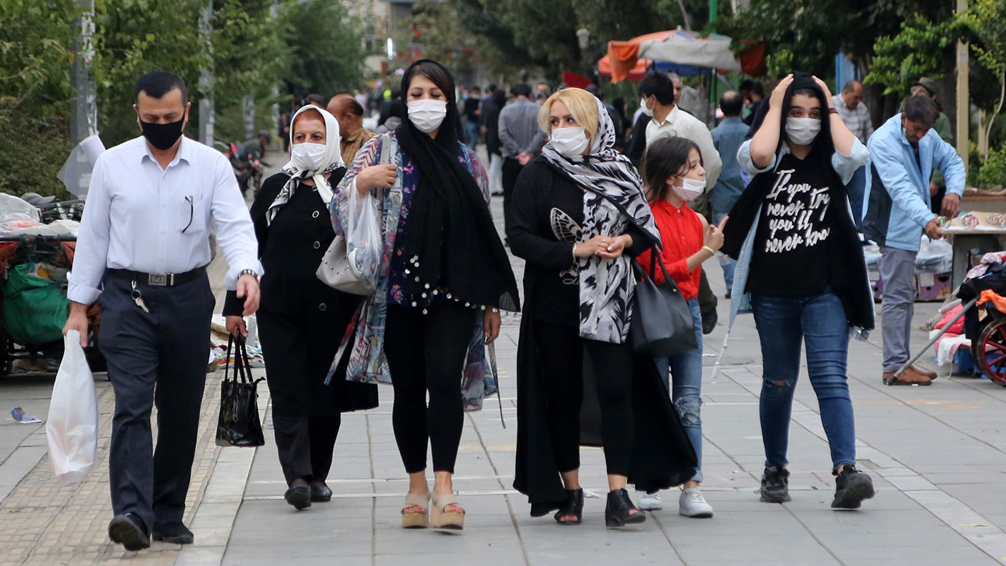 Family out walking in Tehran 