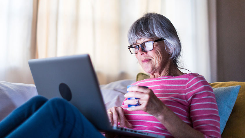 Old lady with a laptop