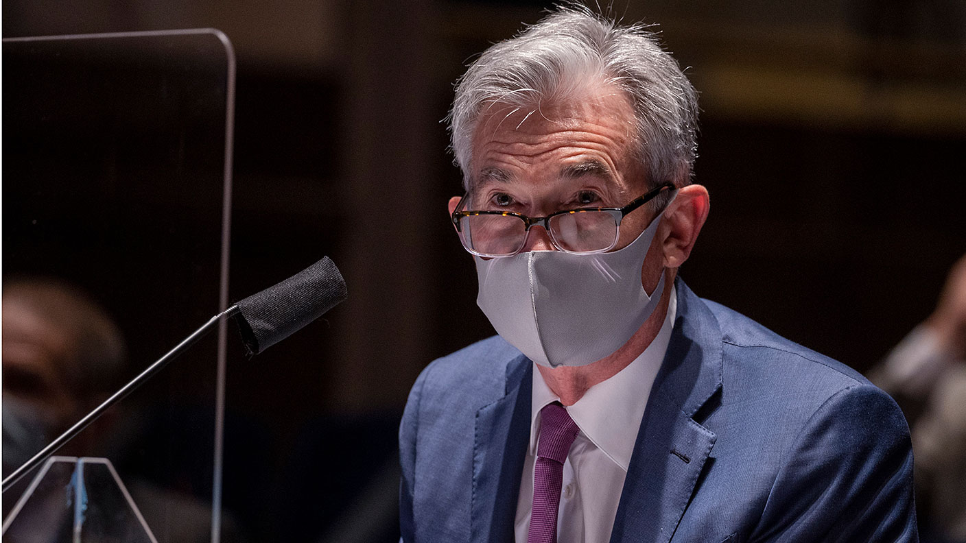 Jerome Powell in a face mask © Tasos Katopodis/Getty Images