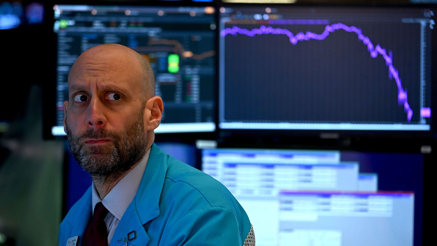 Worried looking stock trader